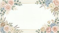 Elegant floral border frame with pastel roses, hydrangeas, and eucalyptus leaves on a light background, perfect for wedding invitations.
