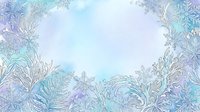 Delicate frost-inspired botanical frame with intricate crystalline foliage in soft pastel blues, purples, and whites. Isolated design element suitable for winter backgrounds, greeting cards, and digital projects.