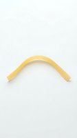 Curved yellow rubber tube isolated on white background, ready for design use on merchandise, packaging, and promotional materials.