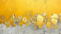 Weathered concrete wall with peeling yellow paint and exposed gray surface showing urban decay texture pattern, grunge architectural detail.