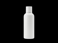 White cosmetic bottle with cap isolated on transparent background, ready for product design, packaging mockups, e-commerce, sublimation, and print-on-demand applications.