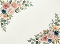 Watercolor floral corners with roses, peonies, and eucalyptus leaves on cream background. Isolated design elements for invitations, cards, and stationery projects.