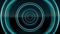 Concentric glowing circles with neon teal lines creating a tunnel effect on dark background, suitable for tech, sci-fi, and digital design projects.