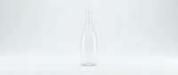 Empty clear glass bottle on white background isolated for product design and packaging mockup.