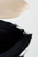 Abstract brush strokes in black and beige on white background create minimalist artistic composition with dynamic movement and contrast for modern wall art.