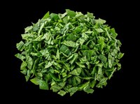 Chopped fresh spinach leaves pile isolated on transparent background, ready for food design, stickers, print on demand, T-shirts, and culinary clipart use.