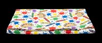 Colorful paint splatter pattern fabric swatch isolated on transparent background, ready for textile design, sublimation, print-on-demand products, and craft applications.