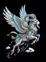 Ornate mythical winged lion with decorative patterns, isolated on transparent background. Ready for t-shirt design, clipart, stickers, sublimation, and print-on-demand products.