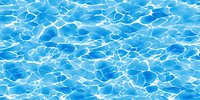Rippling water surface with sunlight reflections creating dynamic caustic patterns in bright blue tones. Seamless horizontal pattern for backgrounds.