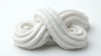 Soft white cotton swabs twisted together on isolated white background, ready for design use on packaging, textiles, and promotional materials.