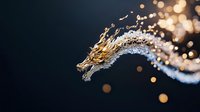 Water splash with golden and white droplets frozen in motion against dark background, suitable for beverage, cosmetics, and luxury product advertising.