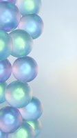Iridescent soap bubbles with holographic rainbow reflections floating on soft gradient background for creative design projects.