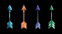 Four colorful watercolor boho arrows isolated on transparent background, ready for t-shirt design, stickers, clipart, sublimation, and print on demand projects.