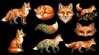 Red fox illustrations in various poses and styles, isolated on transparent background. Ready for t-shirt design, clipart, stickers, sublimation, print-on-demand products and digital crafts.