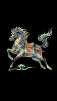 Ornate decorative horse with flowing mane and tail, adorned in elaborate gold and jeweled saddle blanket. Isolated on transparent background, ready for t-shirts, clipart, stickers, and print-on-demand designs.