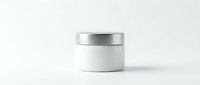Blank white cosmetic jar with metallic silver lid on isolated background, ready for branding and product design mockups.