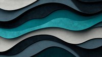 Abstract wavy layers in turquoise and gray tones create modern dimensional background with curved lines and shadows for contemporary design projects.