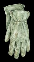 Pair of sage green work gloves isolated on transparent background, ready for t-shirt designs, clipart, stickers, print-on-demand products, and sublimation projects.