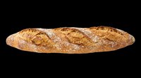 Crusty artisan baguette loaf with flour dusting, isolated on transparent background. Ready for bakery designs, food packaging, menus, t-shirts, and print-on-demand products.