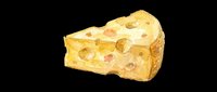 Slice of aged cheese with holes isolated on transparent background, ready for culinary designs, food packaging, restaurant menus, cooking blogs, print-on-demand products and digital food illustrations.
