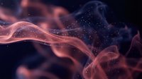 Abstract flowing waves with sparkling particles in pink and blue cosmic colors creating dreamy ethereal atmosphere for digital art and backgrounds.