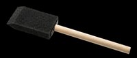 Foam paint brush with wooden handle, isolated on transparent background, ready for clipart, stickers, t-shirt design, print on demand, and sublimation projects.