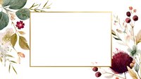 Elegant botanical frame with burgundy protea flower, eucalyptus leaves, and delicate berries on cream background, perfect for wedding invitations.