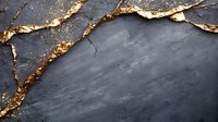 Dark slate stone surface with golden kintsugi-style cracks creating elegant marble texture for luxury design backgrounds and sophisticated decor projects.