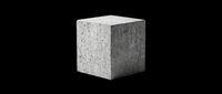 Concrete cube block isolated on transparent background, ready for design use in architectural graphics, print-on-demand products, digital composites, and industrial design elements.