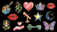 Fairytale magic symbols collection isolated on transparent background, ready for t-shirt designs, stickers, clipart, sublimation and print-on-demand products.