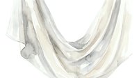 Flowing white and beige fabric drapes create elegant curves against clean background for fashion design projects and textile concepts.