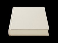 Blank hardcover book with cream linen texture, isolated on transparent background. Ready for mockups, stickers, clipart, print on demand, and t-shirt design use.