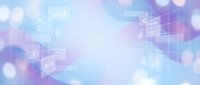 Abstract technology background with geometric shapes and soft bokeh lights in purple and blue gradient colors for digital design projects.