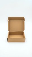 Open brown cardboard shipping box isolated on white background for e-commerce packaging and delivery services.