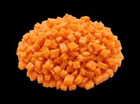 Diced carrots pile isolated on transparent background, ready for food design, clipart, stickers, print on demand, T-shirt design, and sublimation projects.