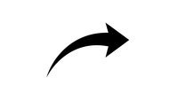 Curved black arrow pointing right on white background isolated for graphic design projects and presentations.