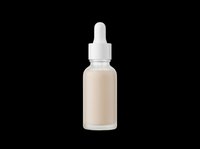 Beige liquid serum in dropper bottle isolated on transparent background, ready for skincare product design, packaging mockups, cosmetic branding, print-on-demand and sublimation projects.