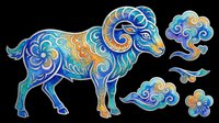 Decorative camel with ornamental swirls in blue, gold, and teal isolated on transparent background. Ready for t-shirt design, clipart, stickers, and print-on-demand products.