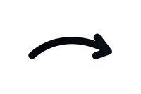Curved black arrow pointing right, isolated on white background for graphic design projects, presentations, and digital content creation.