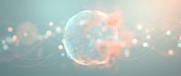 Glowing digital globe with connected particles and light bokeh effects representing global network, data transfer, and worldwide communication technology.