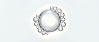 Transparent spheres surrounding a central glowing orb on white background, isolated design element suitable for web graphics, presentations, and digital compositions.