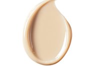 Smooth beige foundation cream smear isolated on white background, cosmetic liquid texture showing silky consistency for beauty and makeup products.