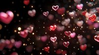 Romantic hearts bokeh background with glowing lights and sparkles for Valentine's Day, love themes, wedding invitations and romantic designs.