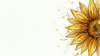Watercolor sunflower with golden petals and paint splatters on cream background, perfect for greeting cards, wall art and seasonal decorations.