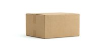 Closed brown cardboard shipping box with tape seals on white background. Packaging supply for e-commerce delivery and storage needs.