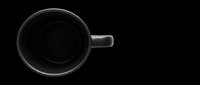 Black ceramic coffee mug top view, isolated on transparent background. Ready for stickers, clipart, print on demand, sublimation, and t-shirt design use.