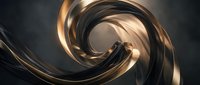 Abstract golden spiral swirl with metallic copper bronze finish creating dynamic flowing motion against dark background for modern design projects.