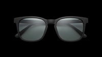 Stylish black sunglasses with dark tinted lenses isolated on transparent background, ready for t-shirt designs, clipart, stickers, and print-on-demand products.