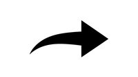 Black curved arrow pointing right on white background isolated for graphic design, presentations, navigation icons, directional signage and web interfaces.