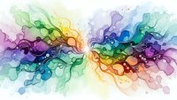 Abstract watercolor flow with vibrant rainbow colors blending in organic fluid motion on white background for creative design projects.